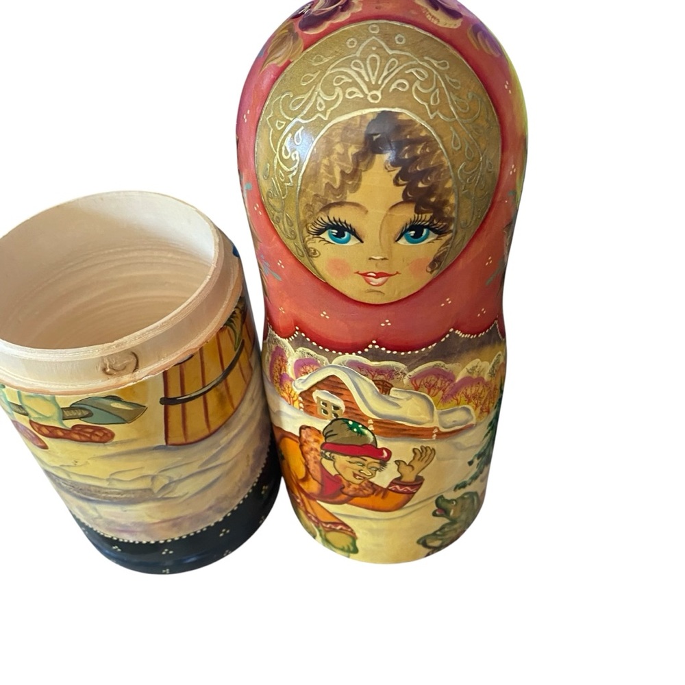 Russian Vintage Bottle Holder Russian Fairy Tale 14in tall, hand painted - Picture 8 of 9